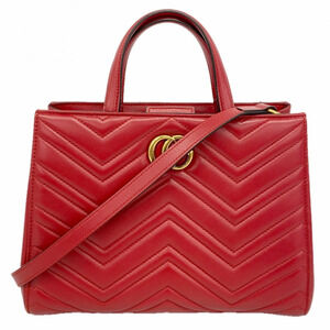 GUCCI Authentic Red Leather GG Marmont Bag